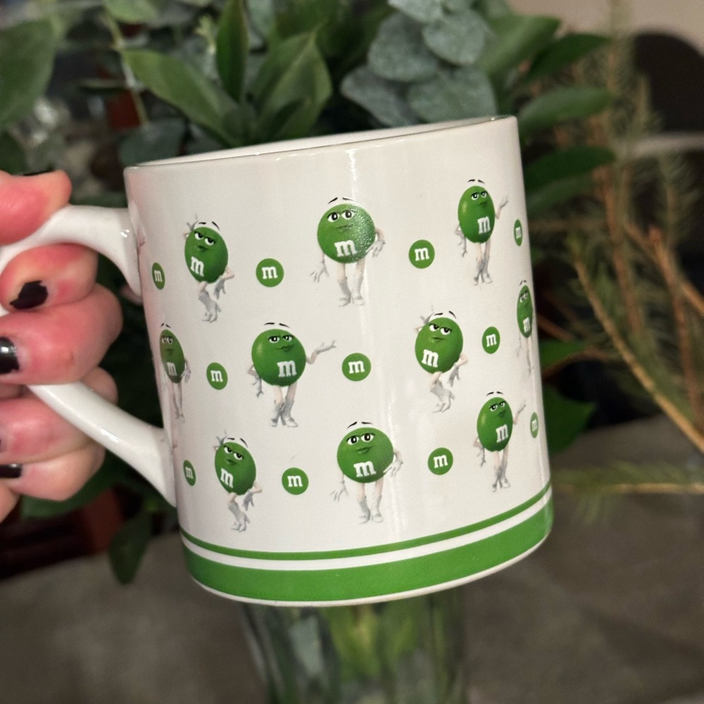 M&M'S Green and White Coffee Mug with Playful Design